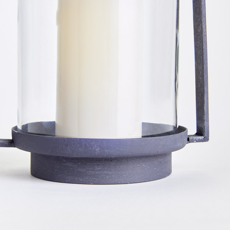 Aged Zinc Finish Tabletop Hurricane Lantern