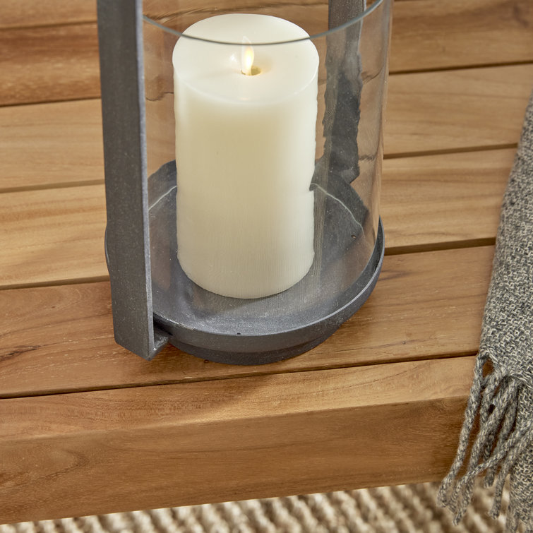 Aged Zinc Finish Tabletop Hurricane Lantern