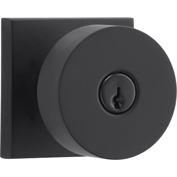 Satin Black Contemporary Keyed Entry Door Knob with Square Rose