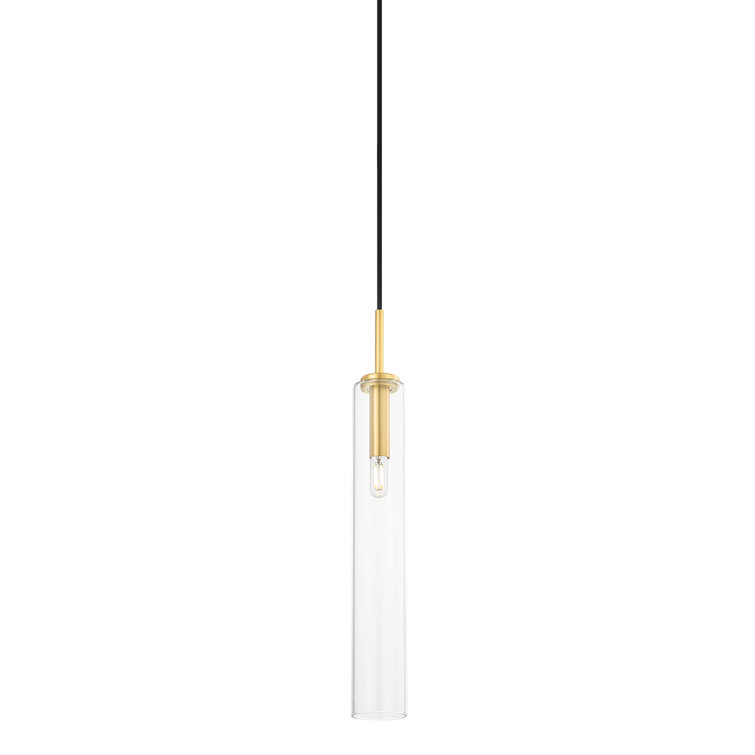Nyah Aged Brass and Clear Glass 1-Light Pendant