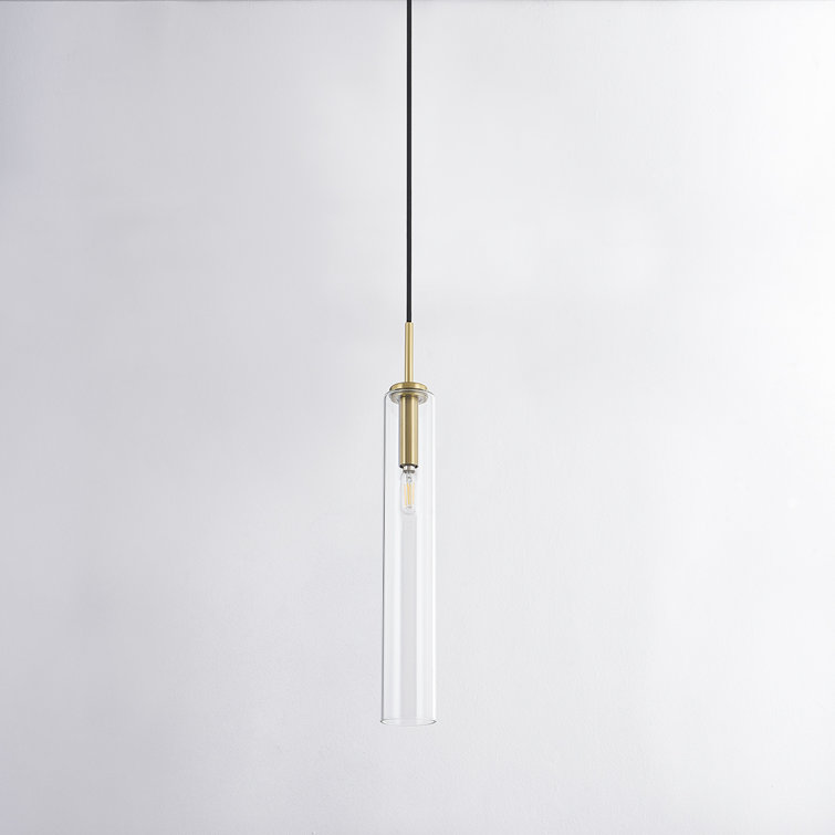 Nyah Aged Brass and Clear Glass 1-Light Pendant