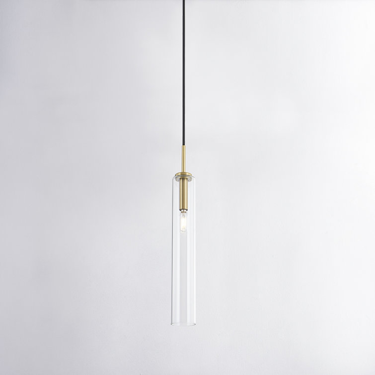 Nyah Aged Brass and Clear Glass 1-Light Pendant
