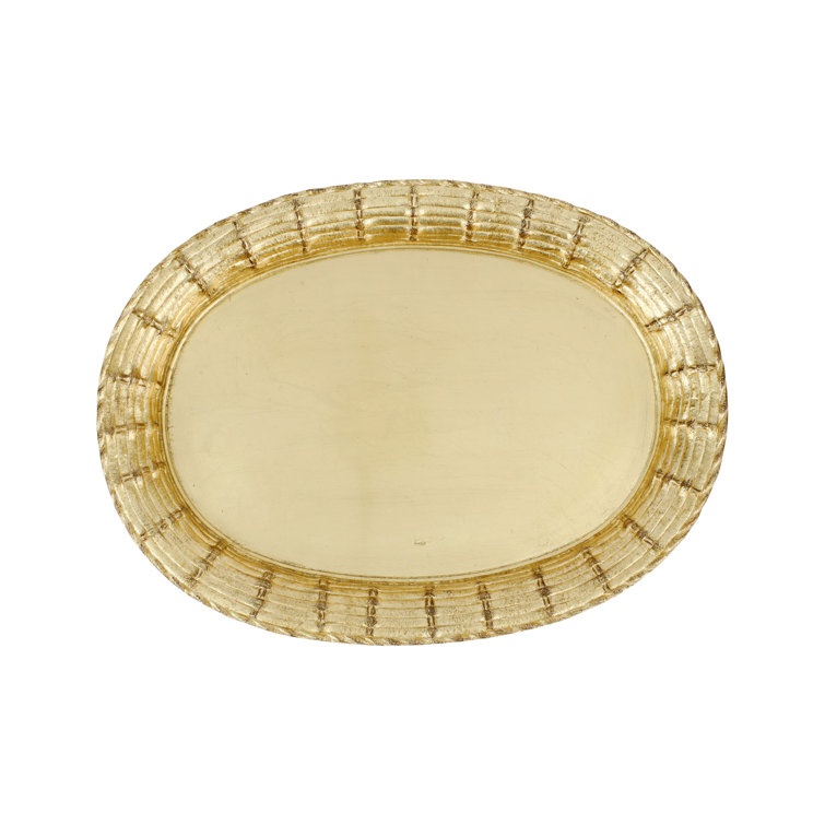 Handmade Gold Leaf Basketweave Oval Tray