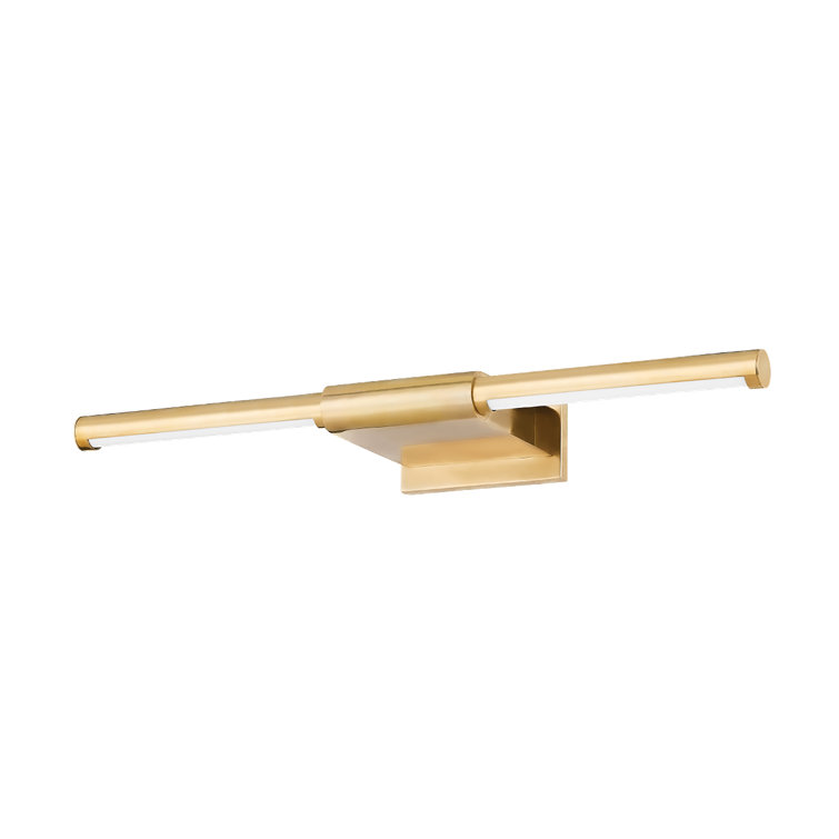 Aged Brass 22'' Electric Picture Light with Leather Detailing