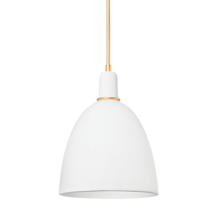 Gold and White Ceramic Dome Pendant Light with LED