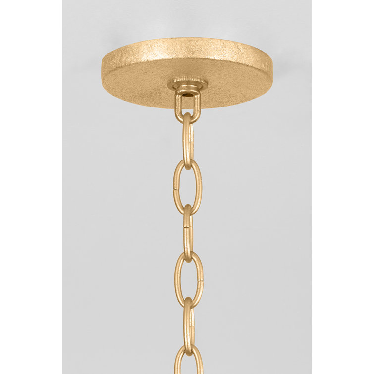 Emily Gold Leaf 5-Light Chandelier with White Linen Shades
