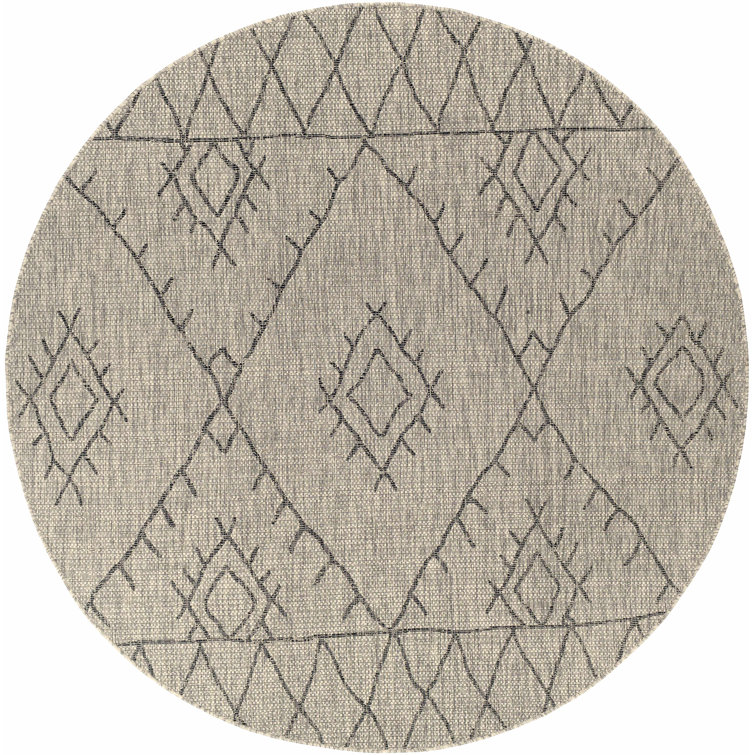 Marwood Black and Taupe Bohemian Outdoor Rug 2' x 2'11"