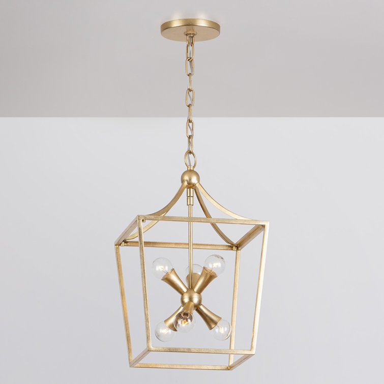 Kendall Vintage Gold Leaf 6-Light Lantern Pendant