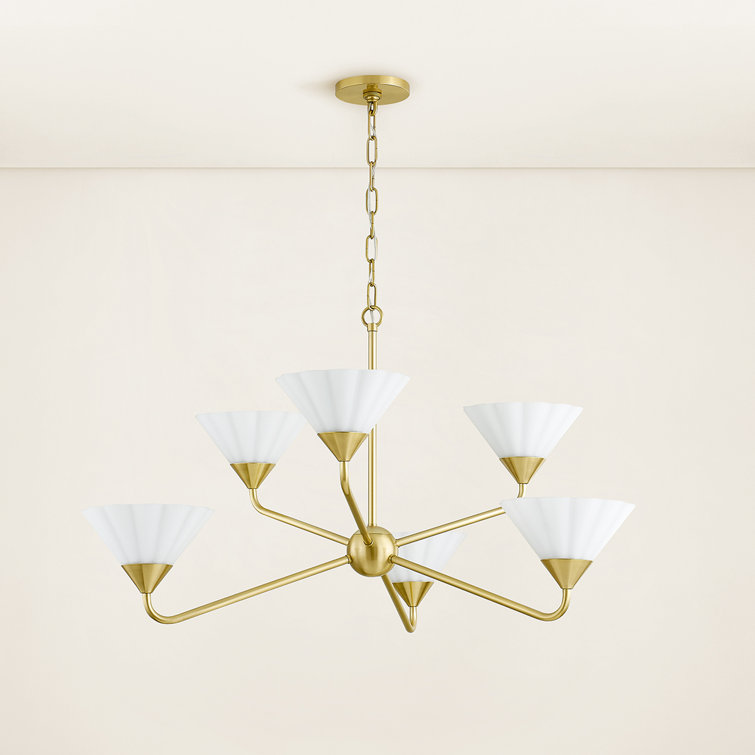 Kelsey 35'' Aged Brass Chandelier with Opal Matte Glass Shades