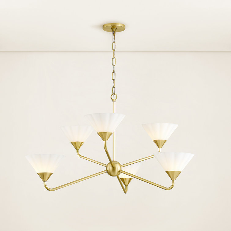 Kelsey 35'' Aged Brass Chandelier with Opal Matte Glass Shades
