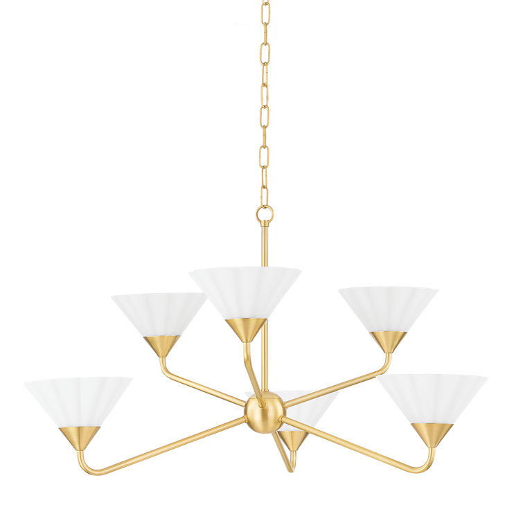 Kelsey 35'' Aged Brass Chandelier with Opal Matte Glass Shades