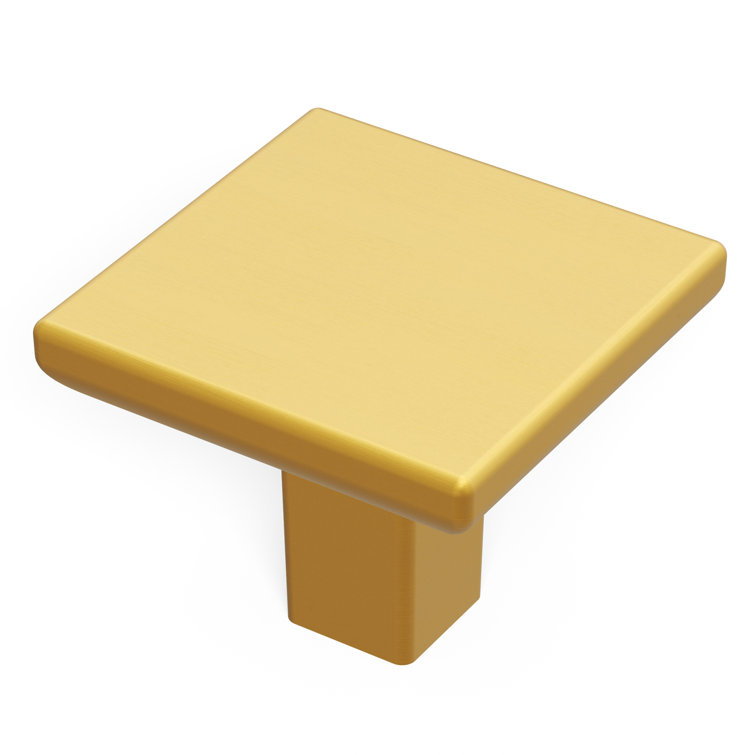 Brushed Golden Brass Square Cabinet Knob 10-Pack