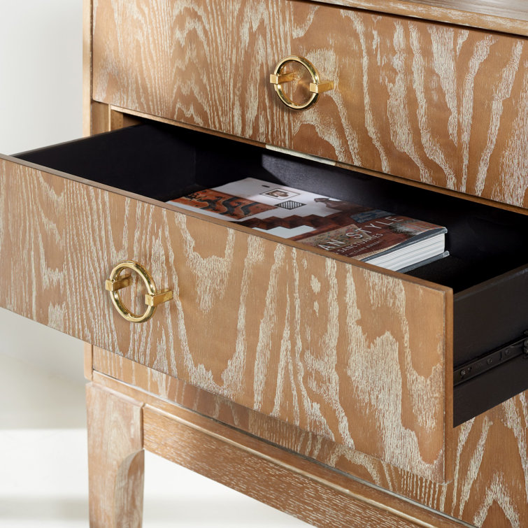 Rustic Oak 6-Drawer Transitional Dresser with Brass Hardware
