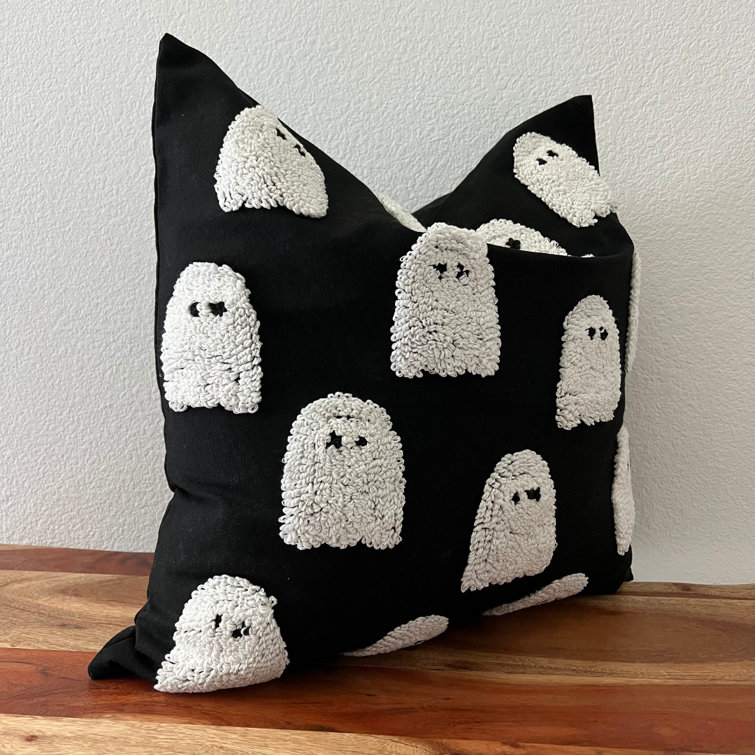 Black and White Tufted Cotton Ghost Pillow Cover