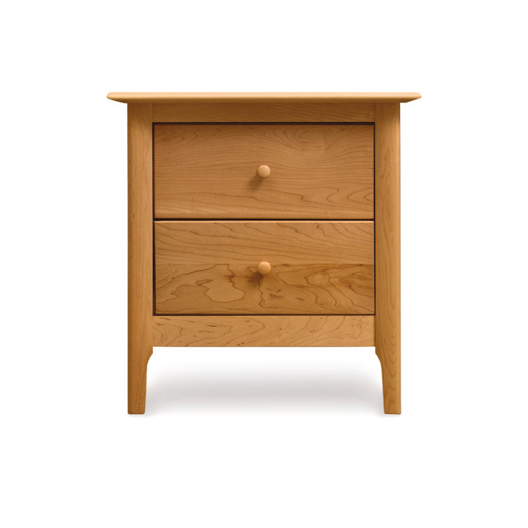 Sarah 24" Smoke Cherry Solid Wood 2-Drawer Nightstand