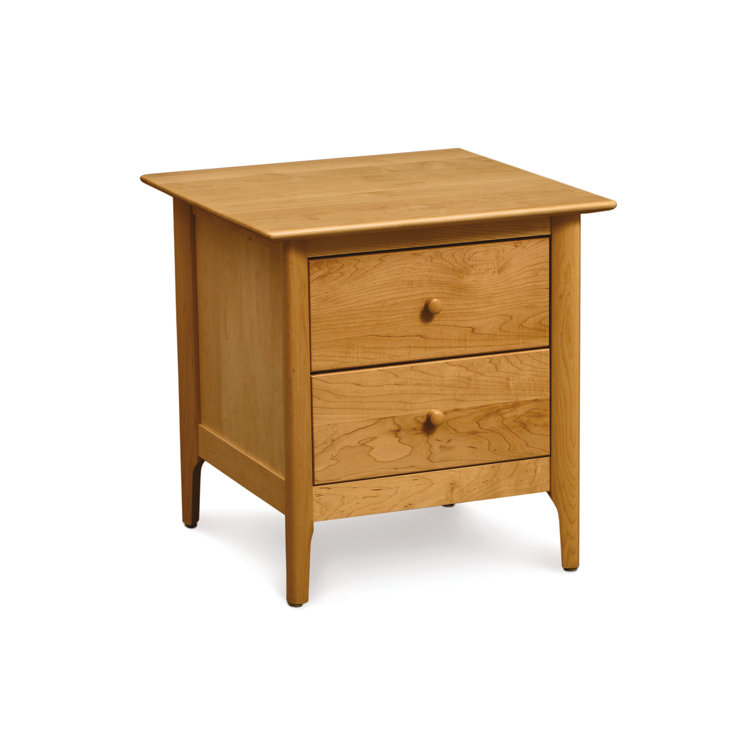 Sarah 24" Smoke Cherry Solid Wood 2-Drawer Nightstand