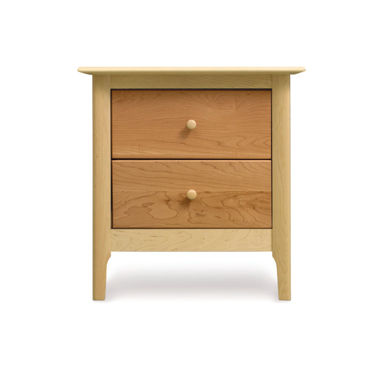 Sarah 24" Smoke Cherry Solid Wood 2-Drawer Nightstand