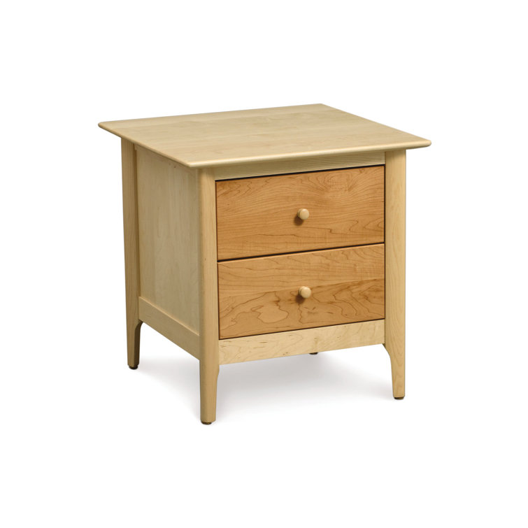 Sarah 24" Smoke Cherry Solid Wood 2-Drawer Nightstand