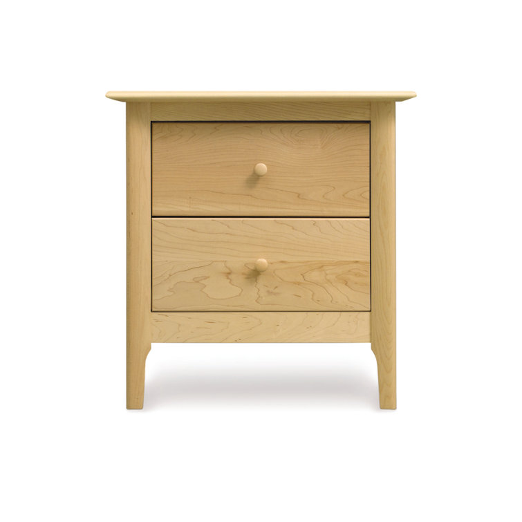 Sarah 24" Smoke Cherry Solid Wood 2-Drawer Nightstand