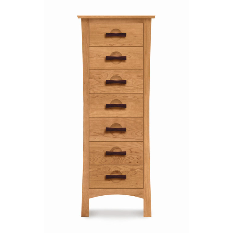 Cognac Cherry Tall Vertical 7-Drawer Wood Dresser