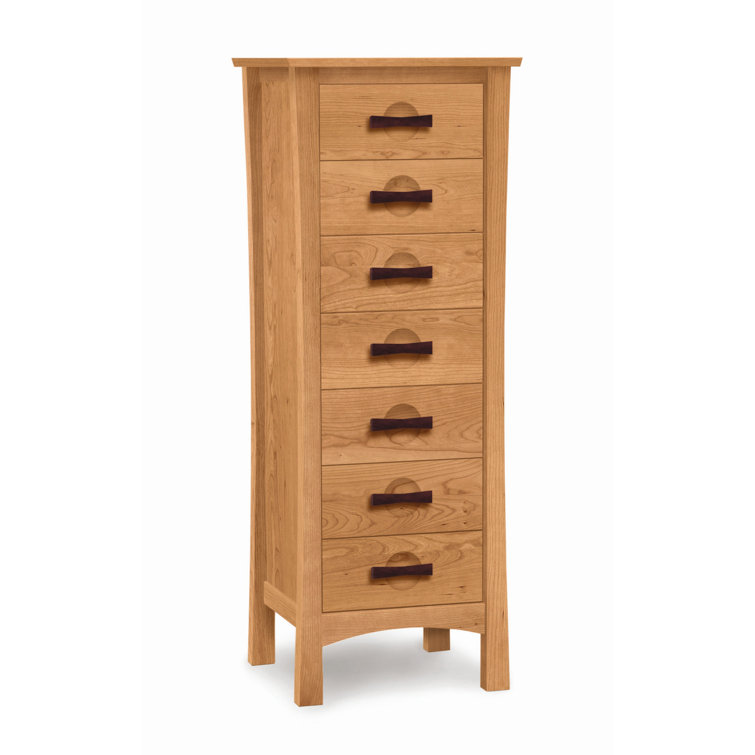 Cognac Cherry Tall Vertical 7-Drawer Wood Dresser