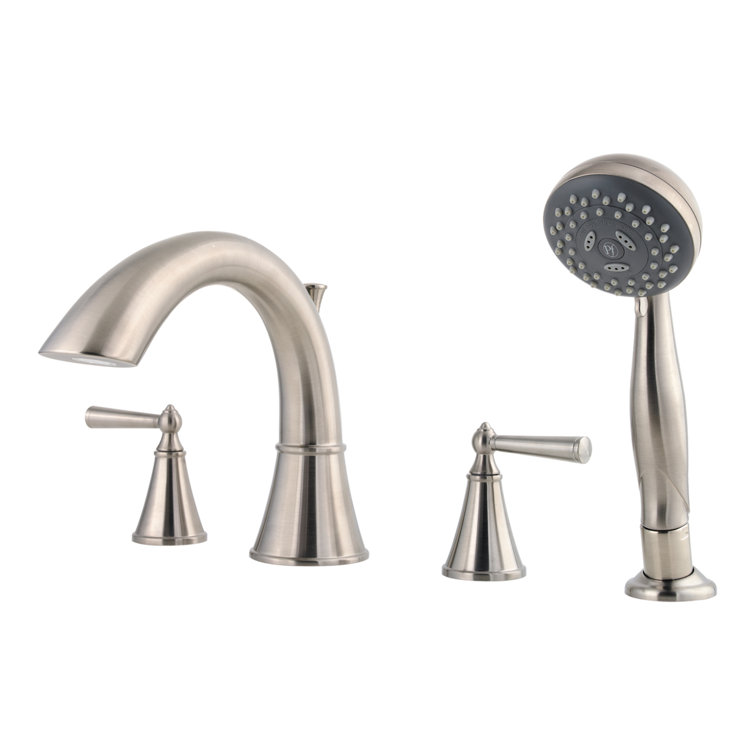 Brushed Nickel Roman Tub Filler with Handheld Shower