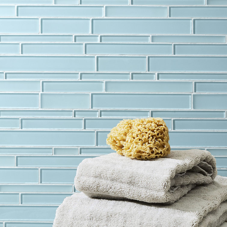 Baby Blue Polished Glass Mosaic Tile for Walls