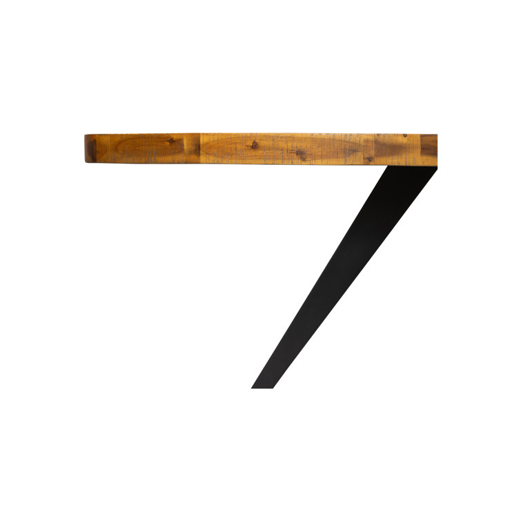Transitional Rustic Acacia Wood Round Dining Table with Black Legs
