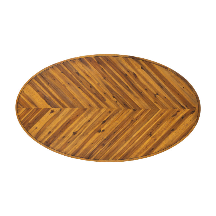 Transitional Rustic Acacia Wood Round Dining Table with Black Legs