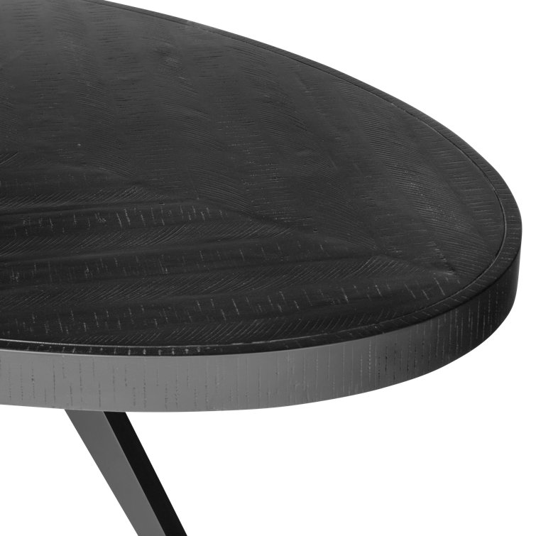 Transitional Rustic Acacia Wood Round Dining Table with Black Legs