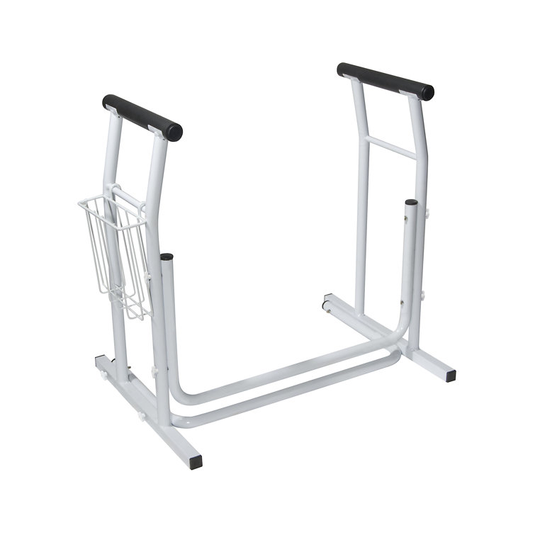 White Aluminum Stand Alone Toilet Safety Rail with Padded Handles