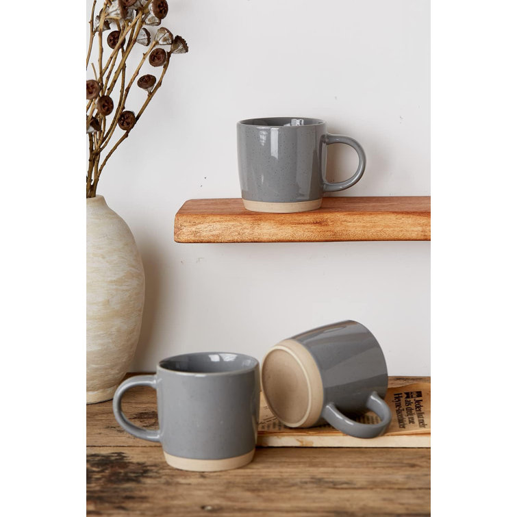 Dark Gray Ceramic Microwave Safe Coffee Mug Set