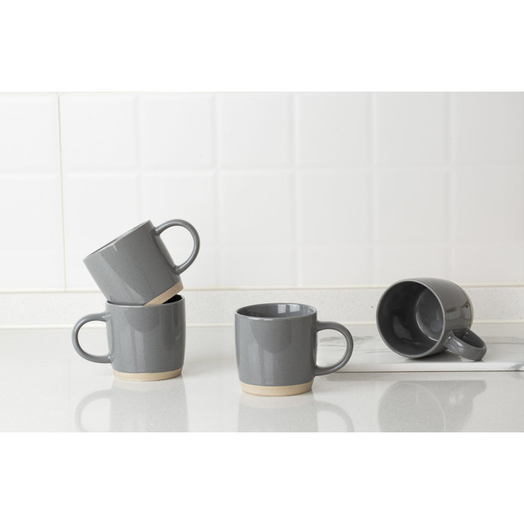 Dark Gray Ceramic Microwave Safe Coffee Mug Set