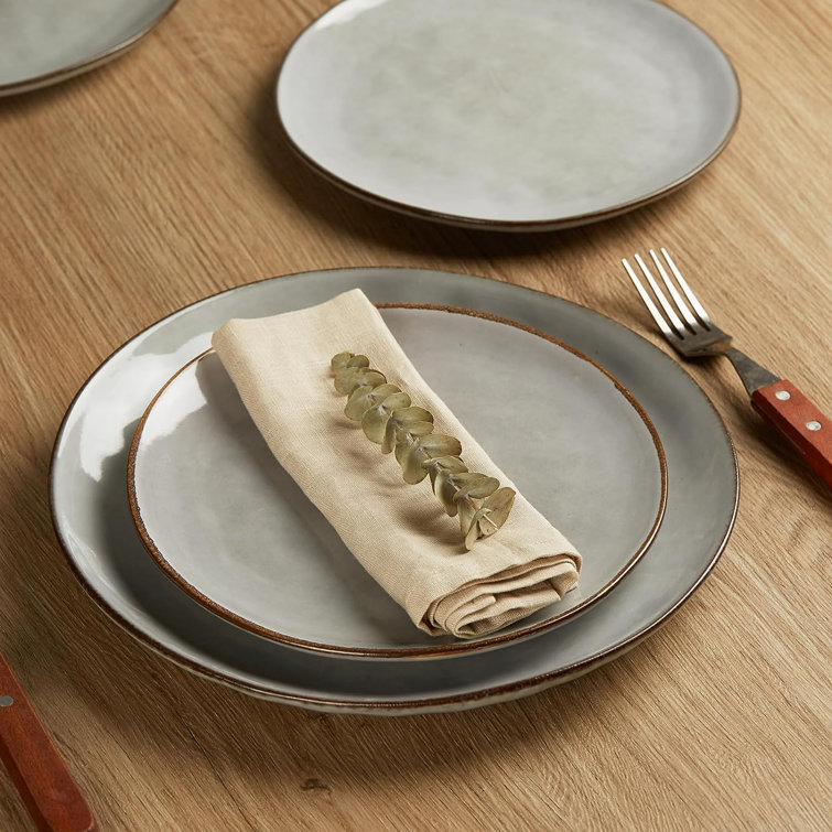 Gray Ceramic 10.25'' Dinner Plates Set of 6