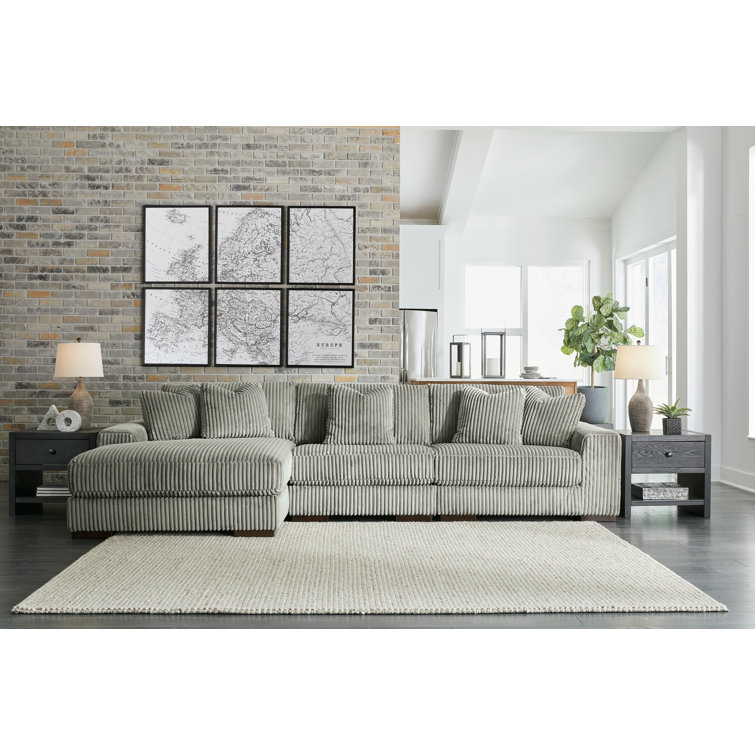 Fog Gray Polyester 3-Piece Left Arm Facing Sectional Sofa