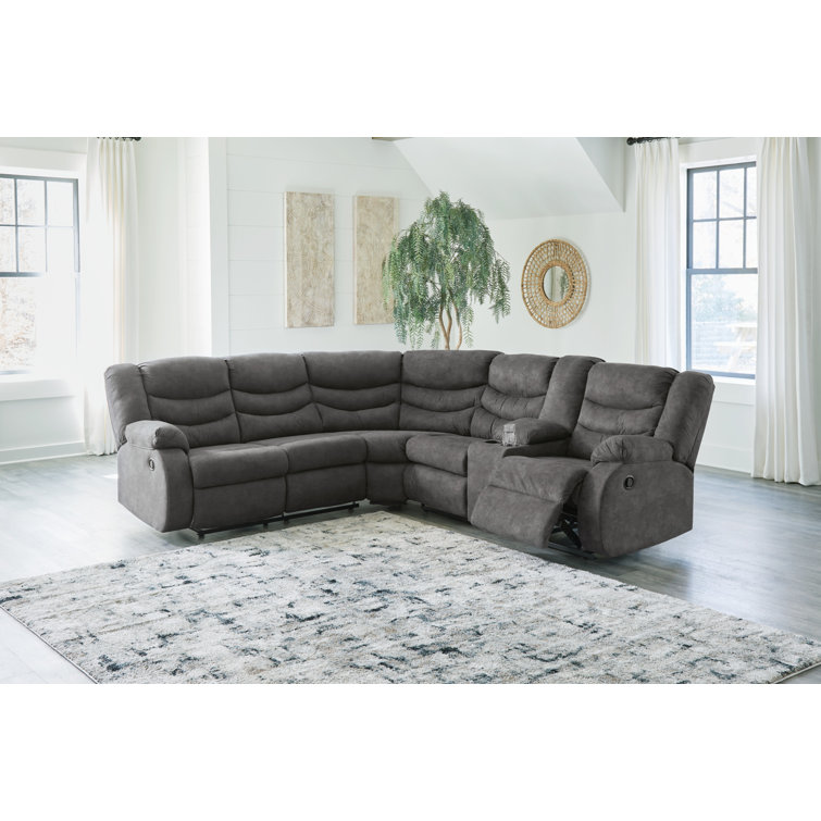 Slate Gray Two-Piece Faux Leather Reclining Sectional