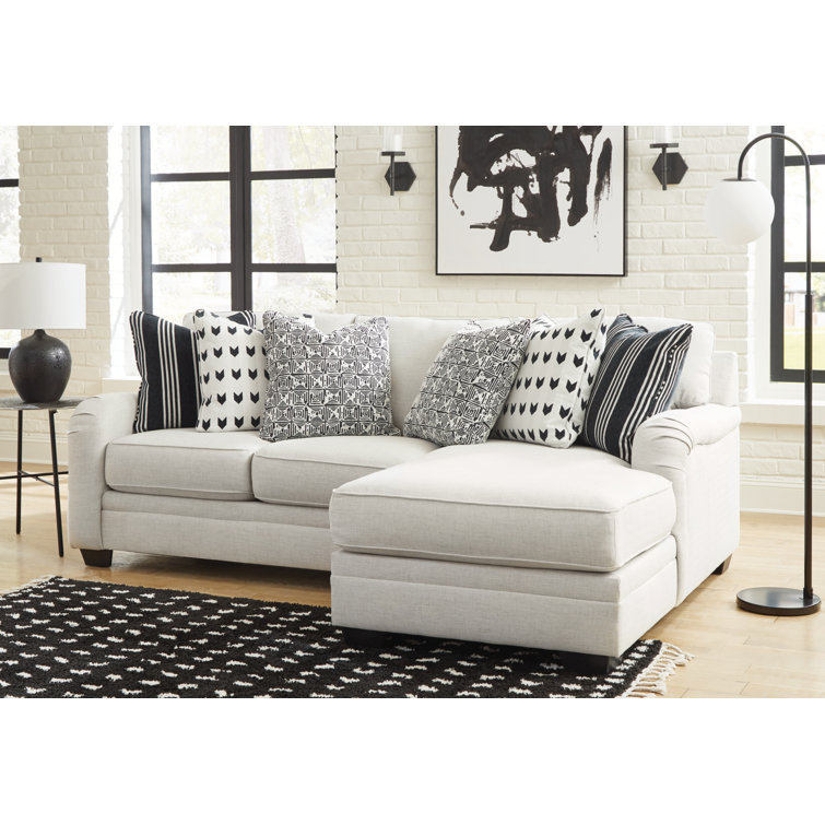 Dove Gray Fabric 2-Piece Sectional with Rolled Arms