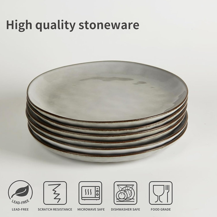 Gray Ceramic 10.25'' Dinner Plates Set of 6