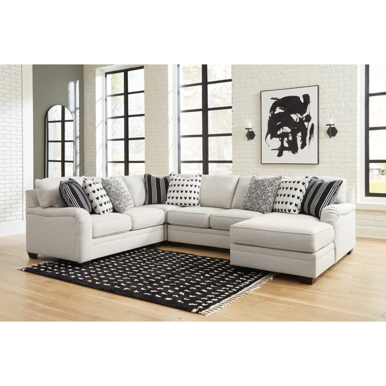 Dove Gray Four Piece Fabric Sectional with Chaise
