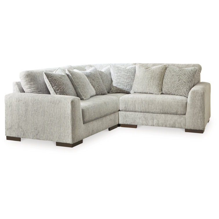Pewter Chevron Fabric 3-Piece Modular Sectional Sofa