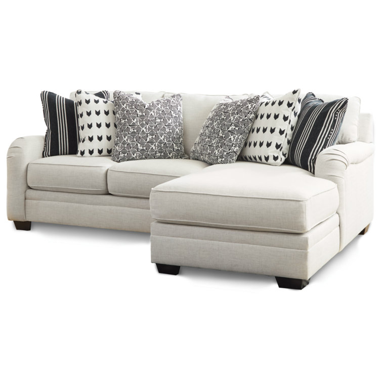 Dove Gray Fabric 2-Piece Sectional with Rolled Arms