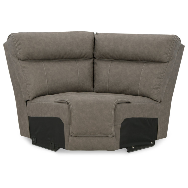 Gray Faux Leather Four-Piece Power Reclining Sectional