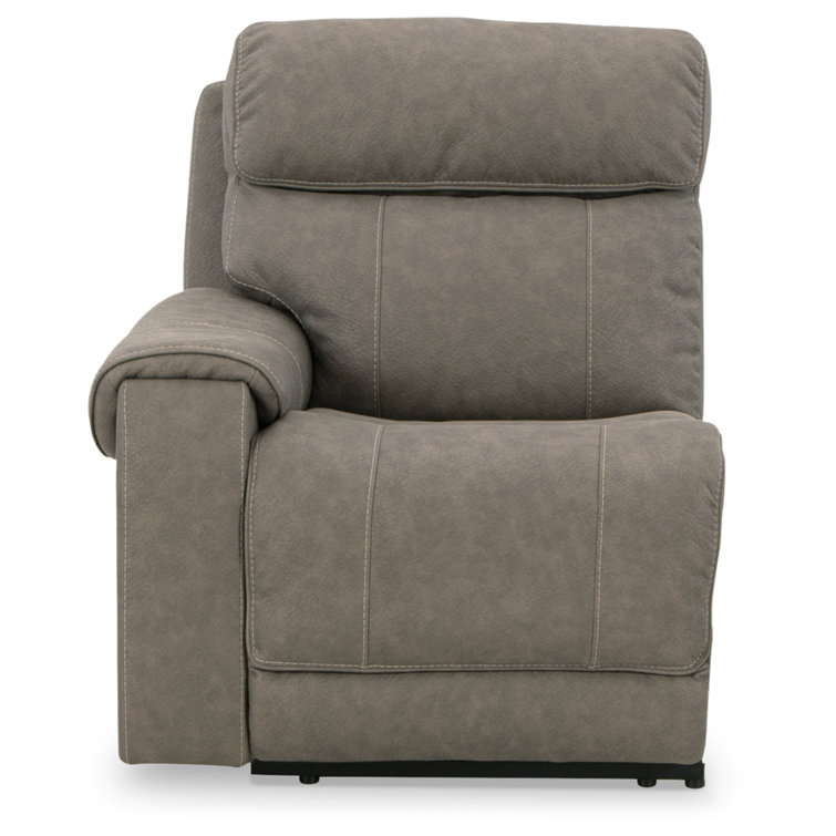 Gray Faux Leather Four-Piece Power Reclining Sectional