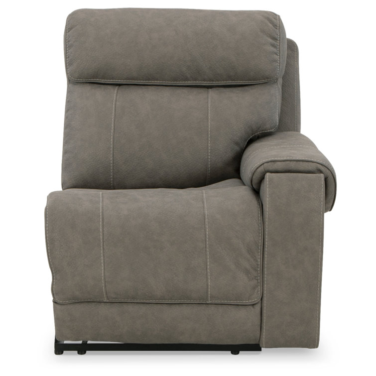 Gray Faux Leather Four-Piece Power Reclining Sectional