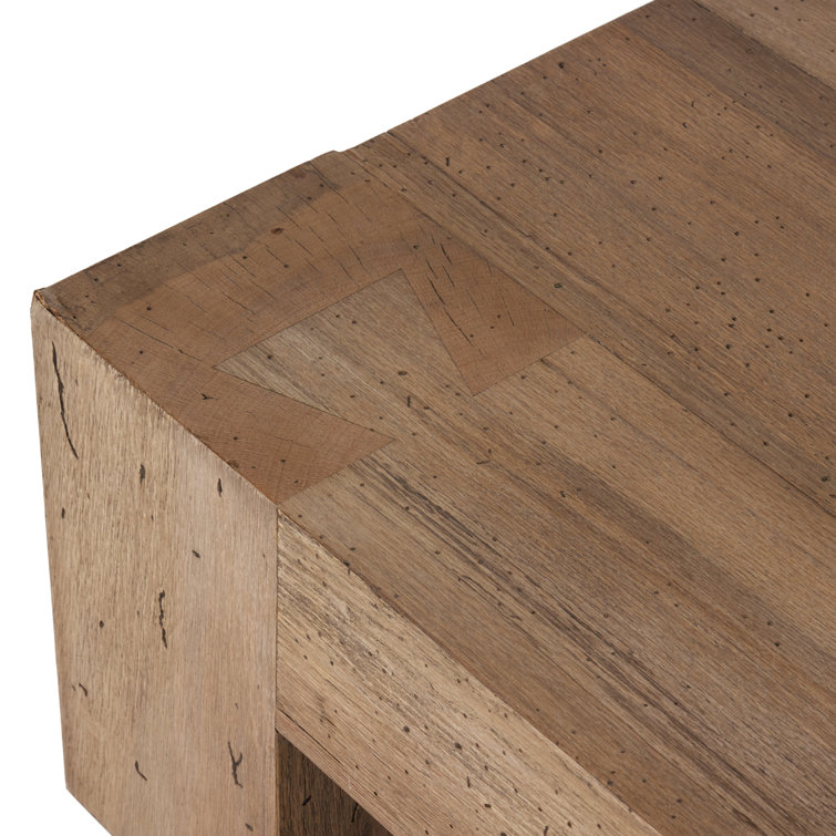 Rustic Oak 70" Rectangular Wood Coffee Table with Storage