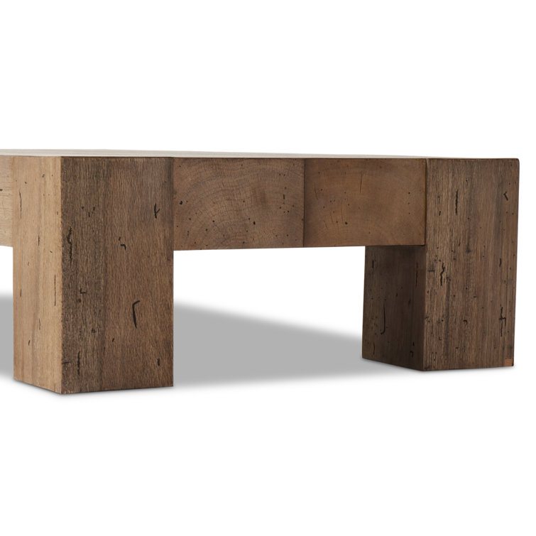 Rustic Oak 70" Rectangular Wood Coffee Table with Storage