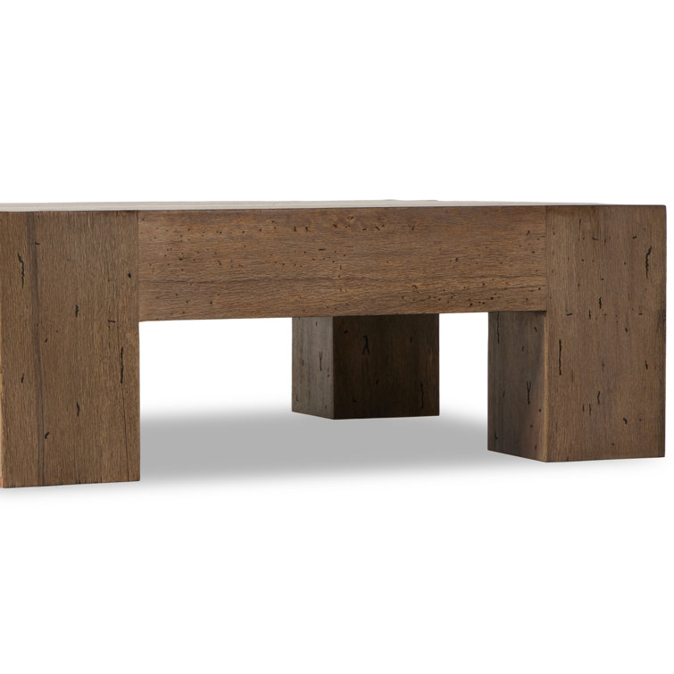 Rustic Wormwood Oak Square Coffee Table with Storage