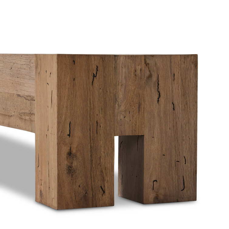 Natural Rustic Wormwood Oak Dining Bench with Chunky Legs