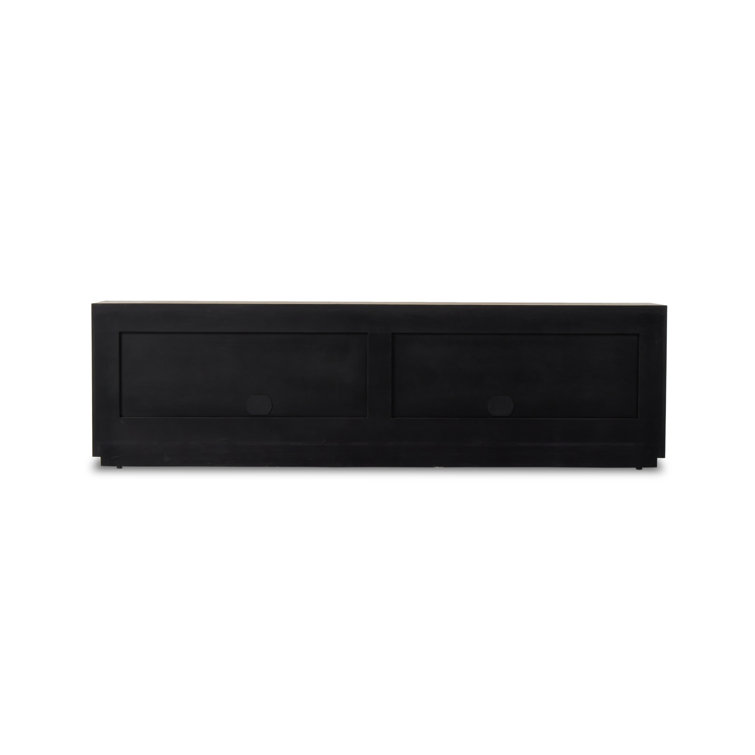 Natural Oak Rustic Media Console with Cabinet Storage