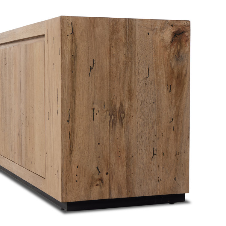 Natural Oak Rustic Media Console with Cabinet Storage
